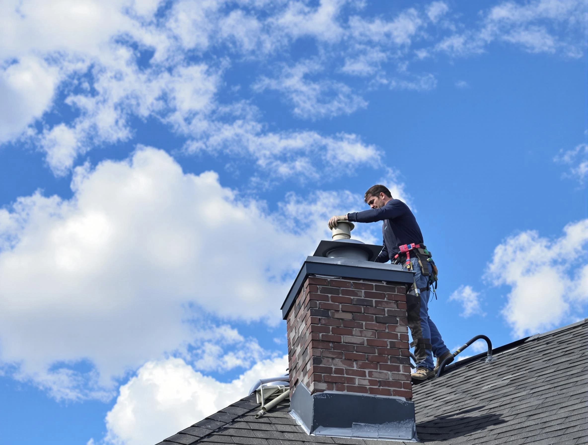 Spring Hill Chimney Sweep installing a sturdy chimney cap in Spring Hill, TN