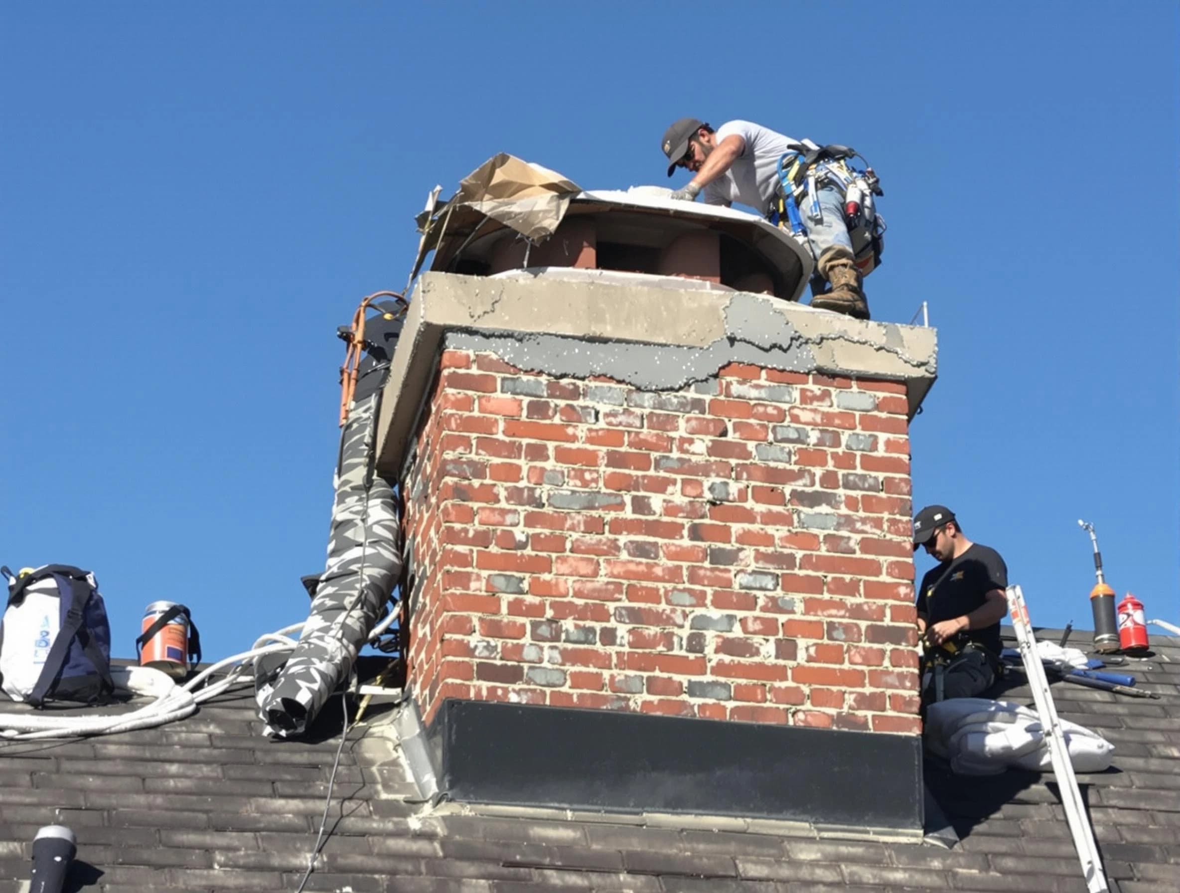 Spring Hill Chimney Sweep installing a custom chimney crown in Spring Hill, TN