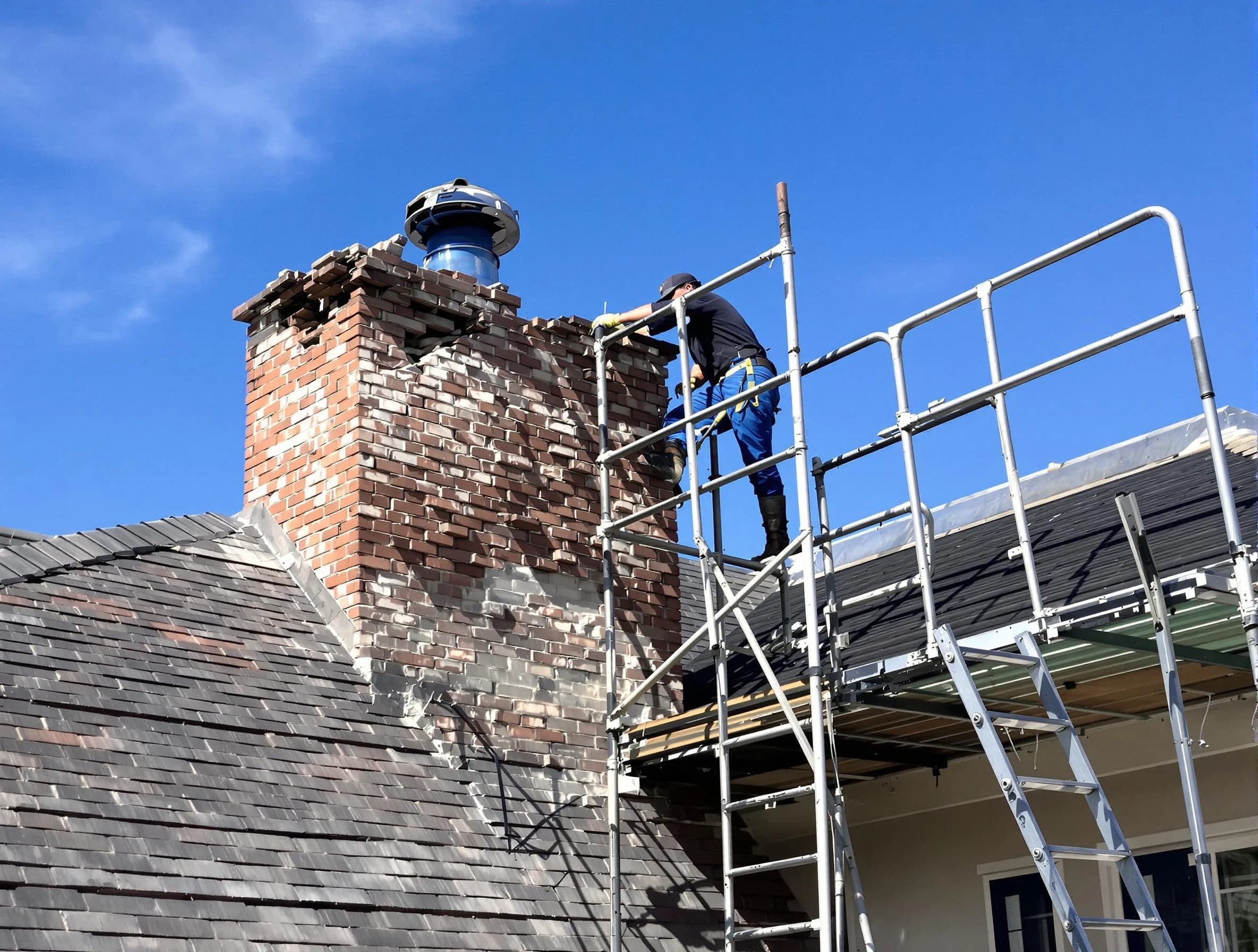 Rebuilding a chimney structure by Spring Hill Chimney Sweep in Spring Hill, TN