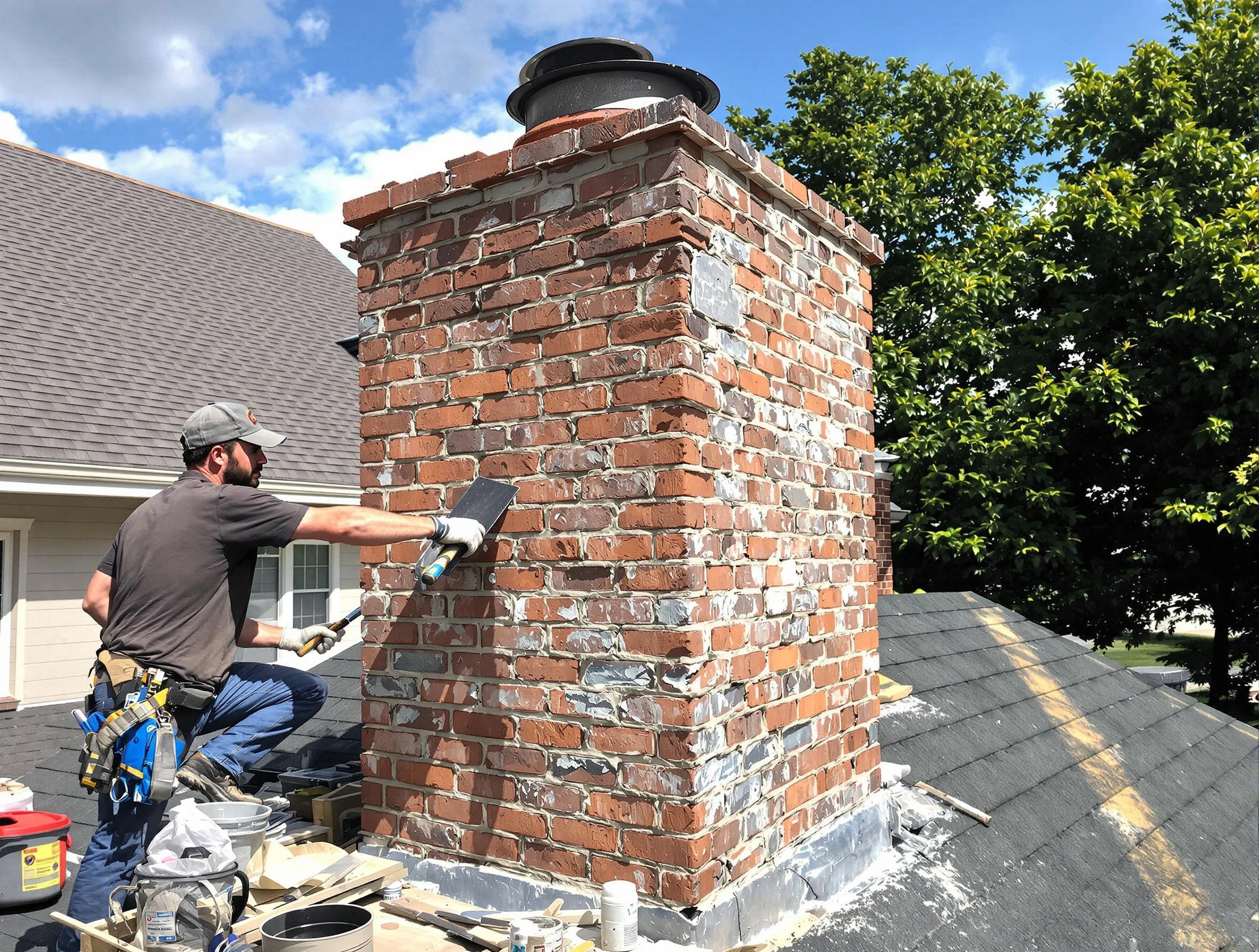 Completed chimney rebuild by Spring Hill Chimney Sweep in Spring Hill, TN
