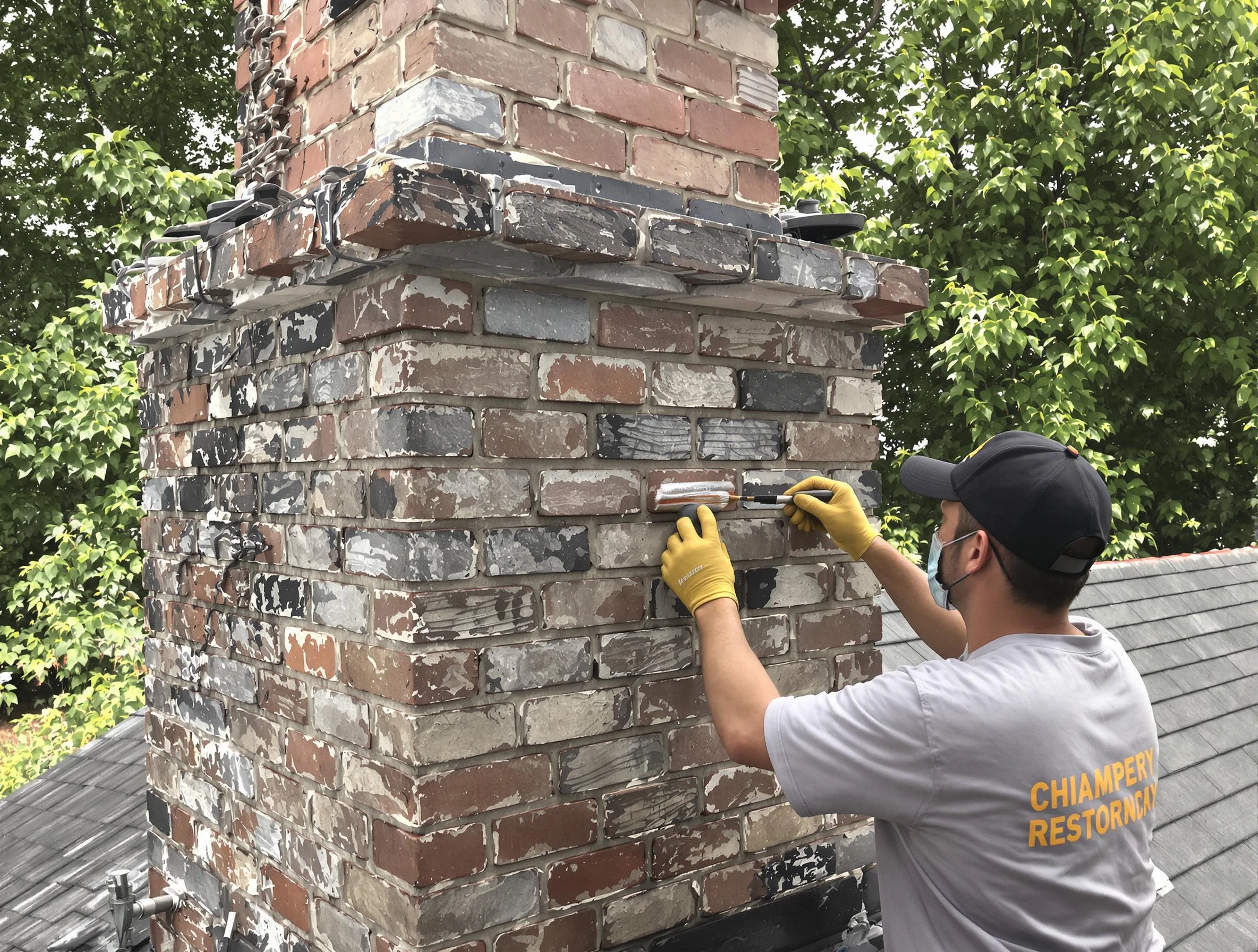 In-progress chimney restoration by Spring Hill Chimney Sweep in Spring Hill, TN