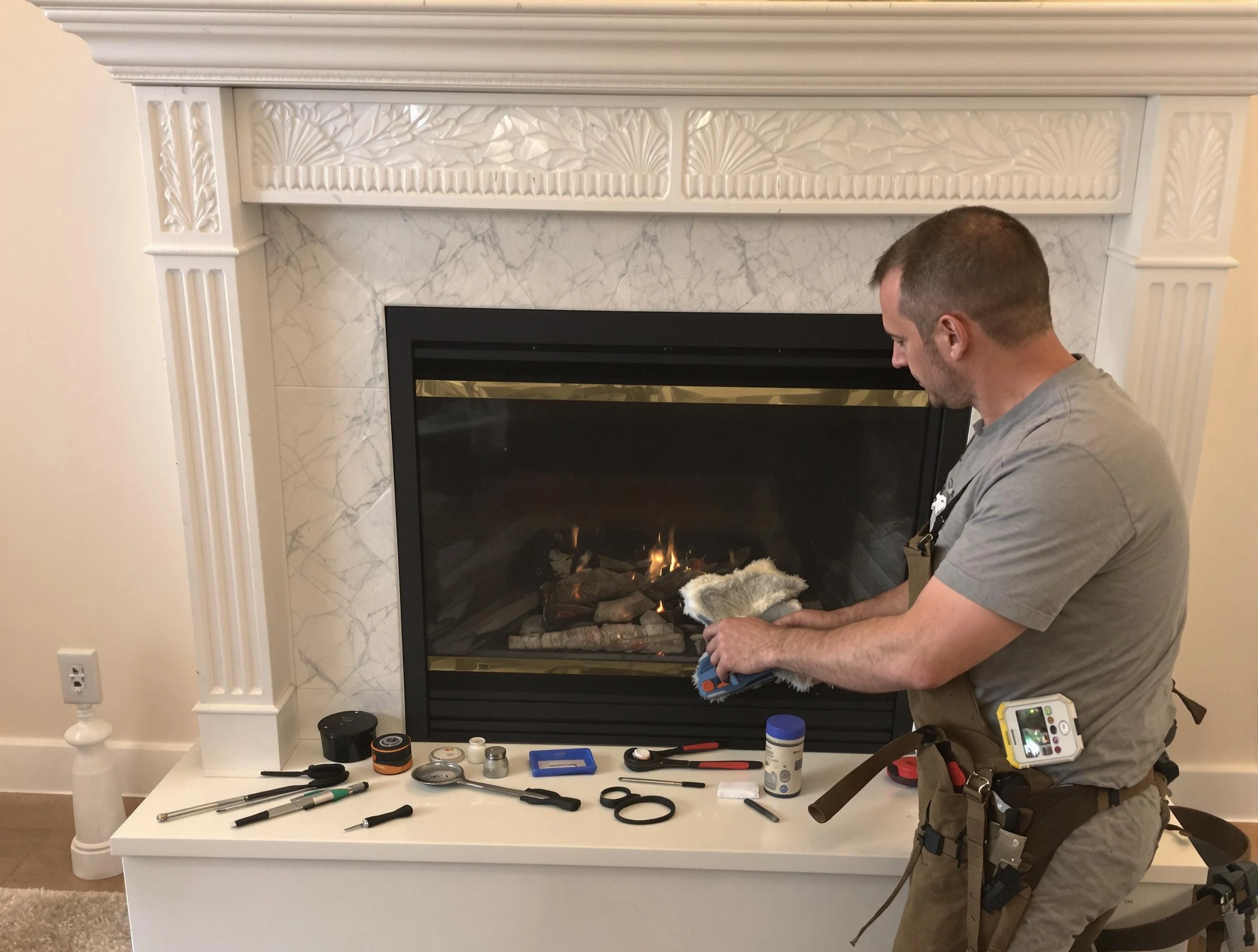 Spring Hill Chimney Sweep performing fireplace maintenance in Spring Hill, TN